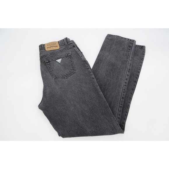 Vintage‎ GUESS Jeans MADE IN USA Mens 38 Black Washed Triangle 90s Actual 34x34